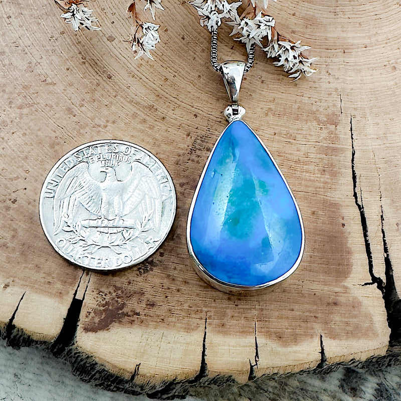 Blue Peruvian Opal Pendant