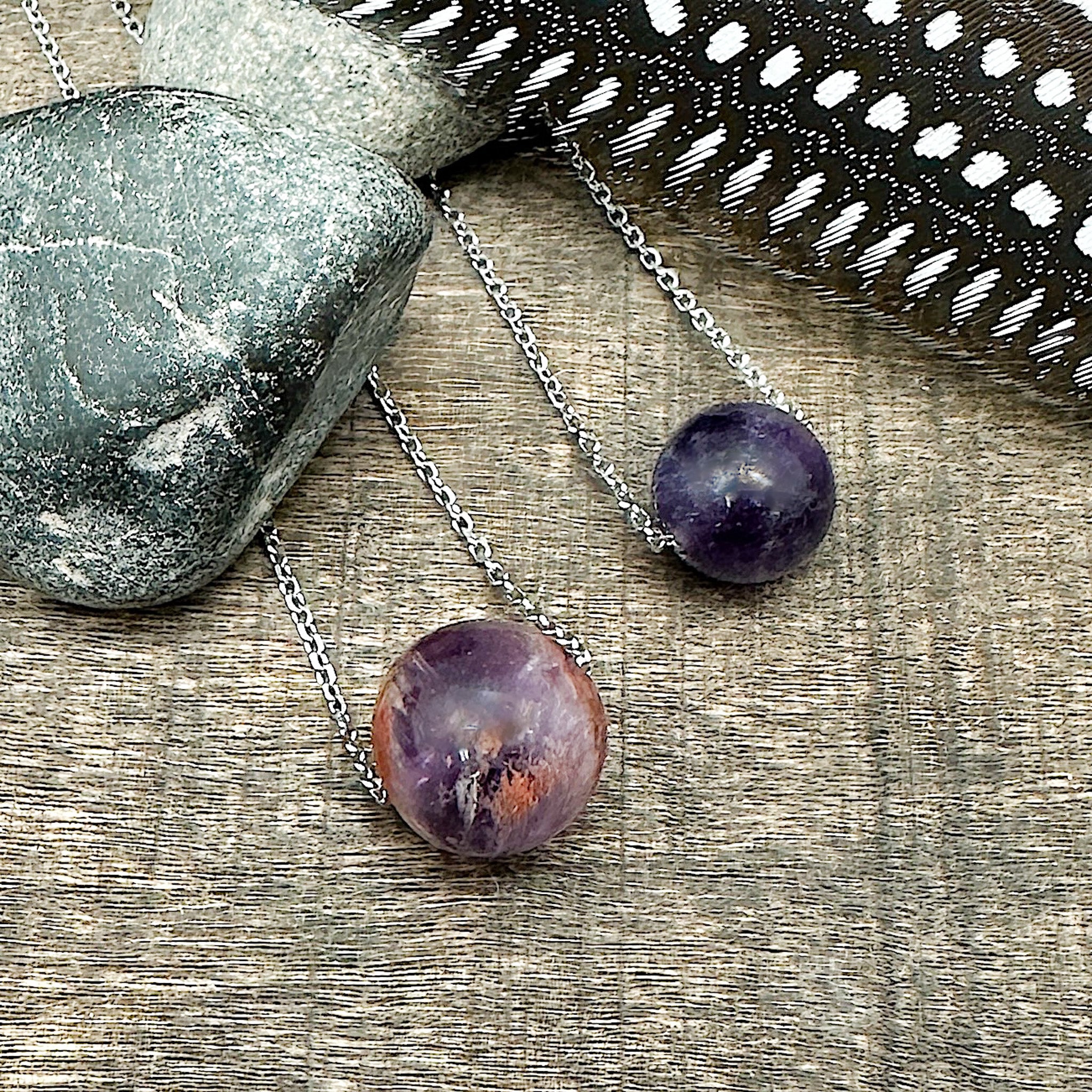 Amethyst & Super Seven Sphere Necklace