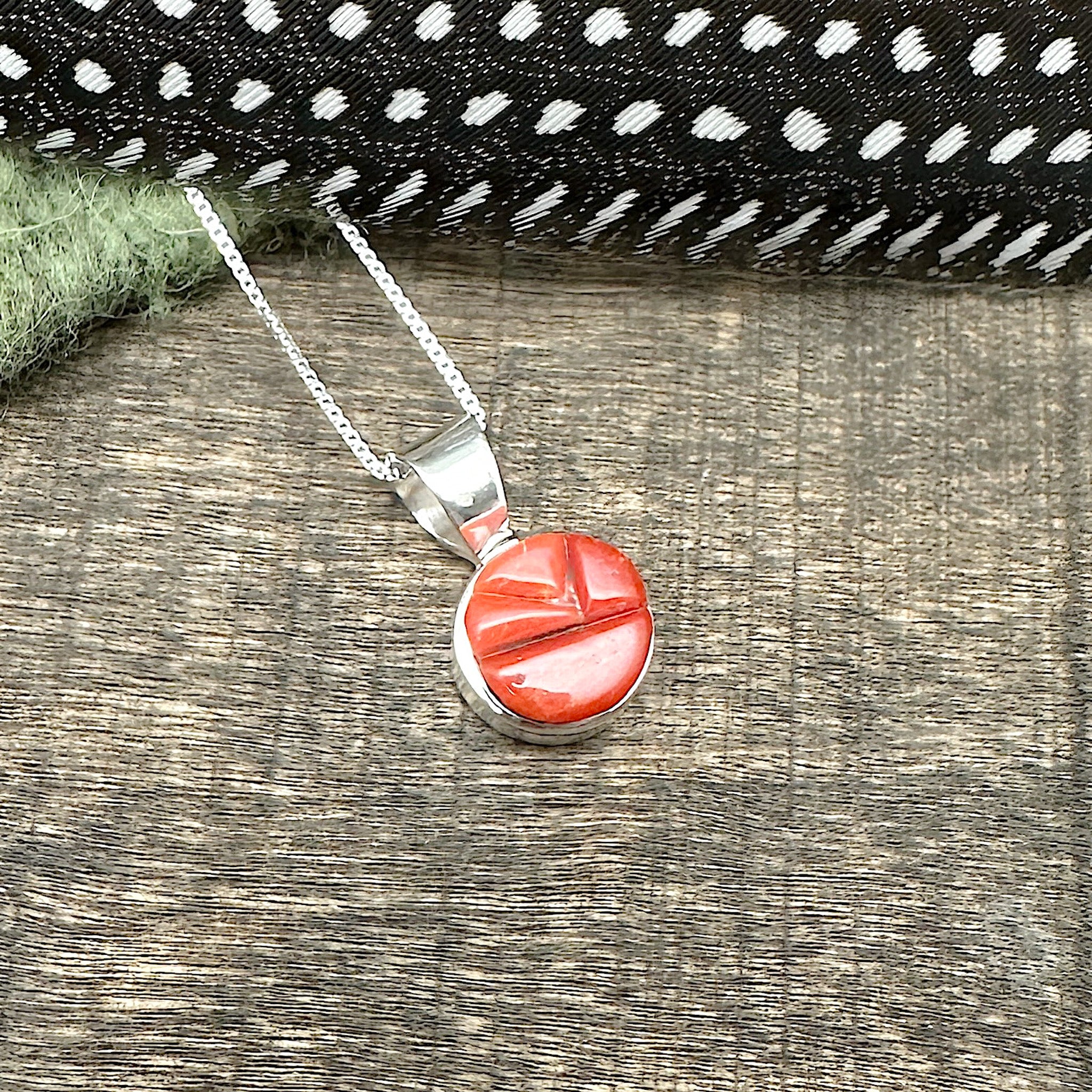 Red Coral Inlay Pendant
