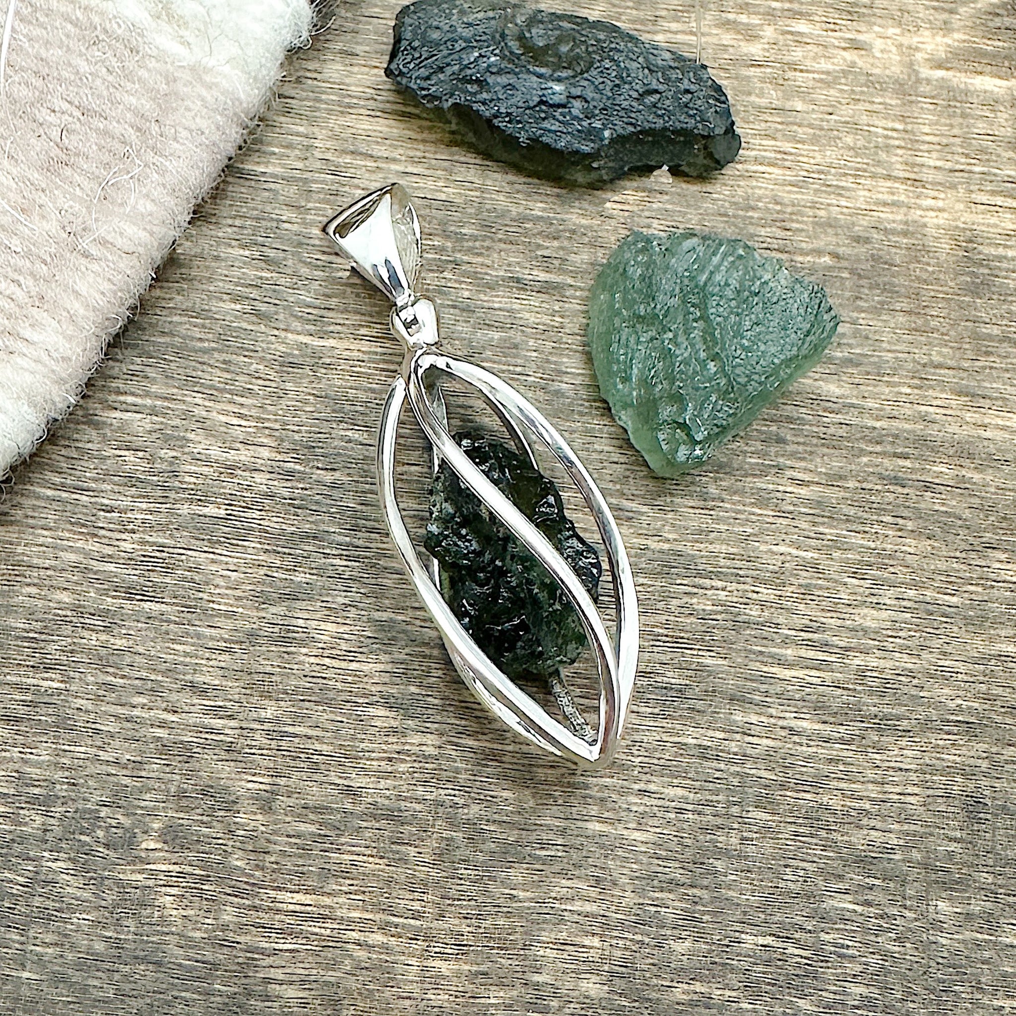 Moldavite Cage Pendant