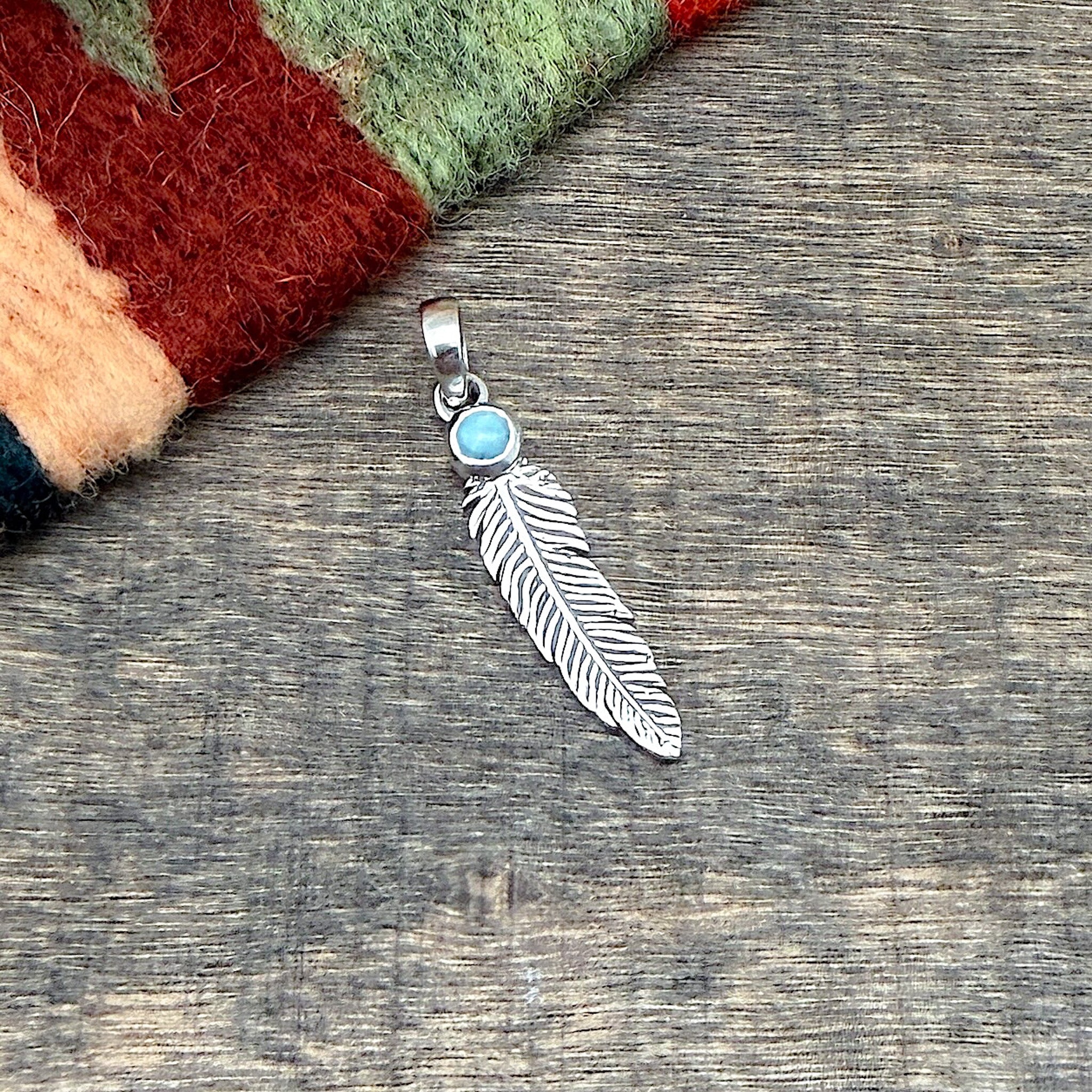 Larimar Feather Pendant