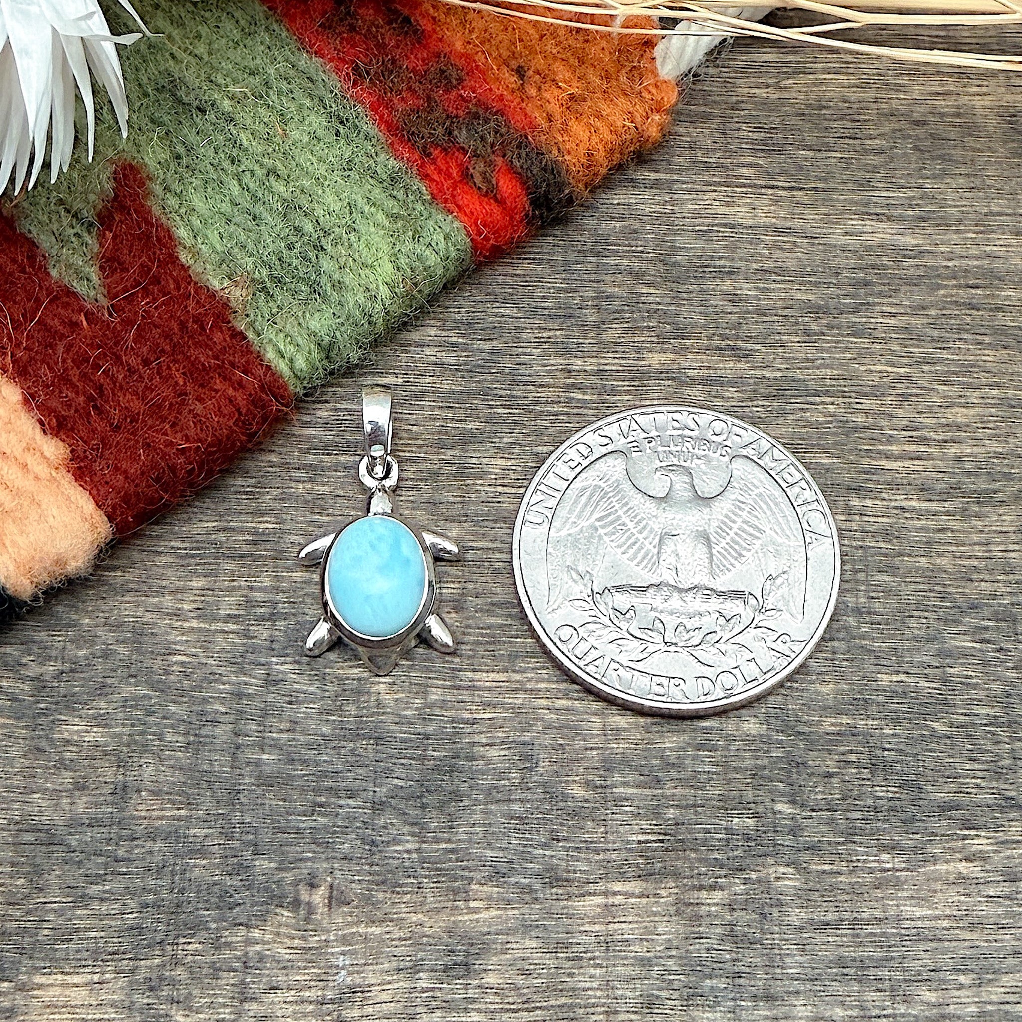 Larimar Turtle Pendant