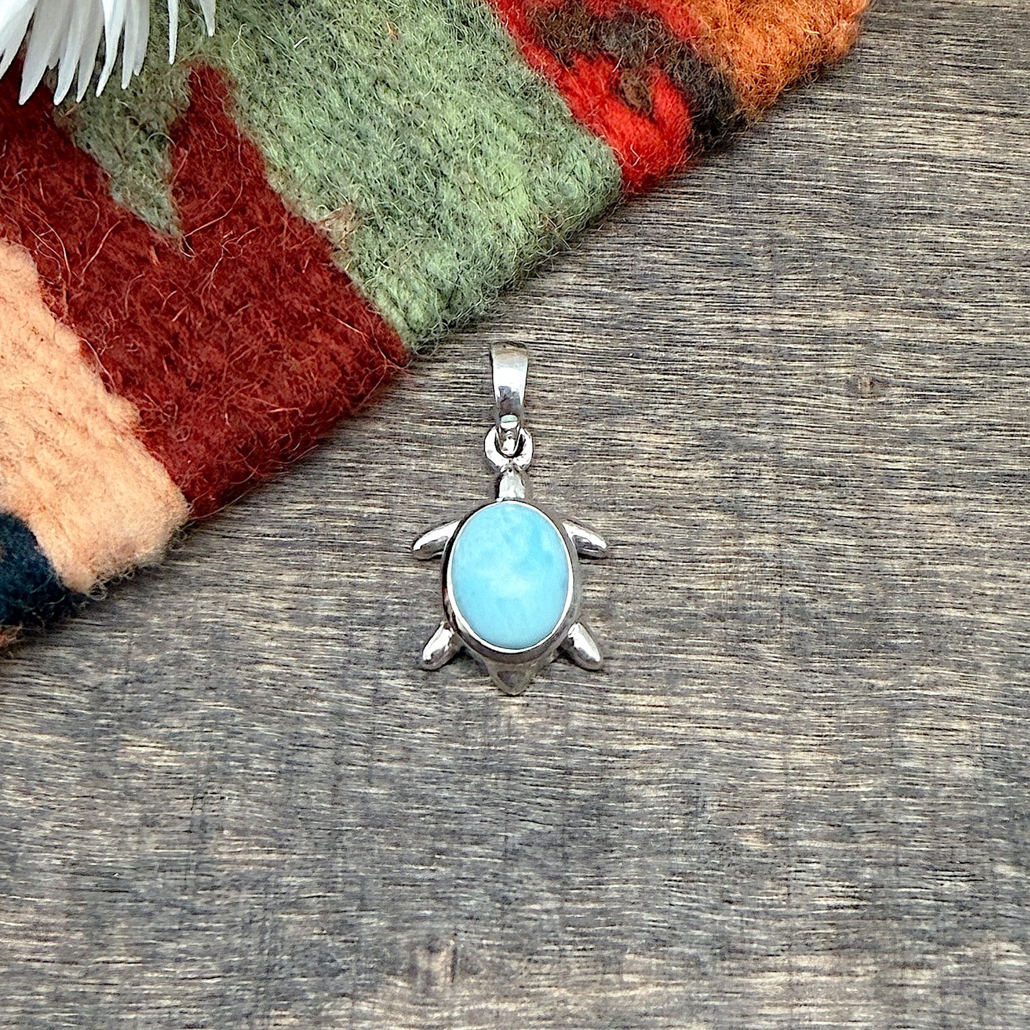 Larimar Turtle Pendant
