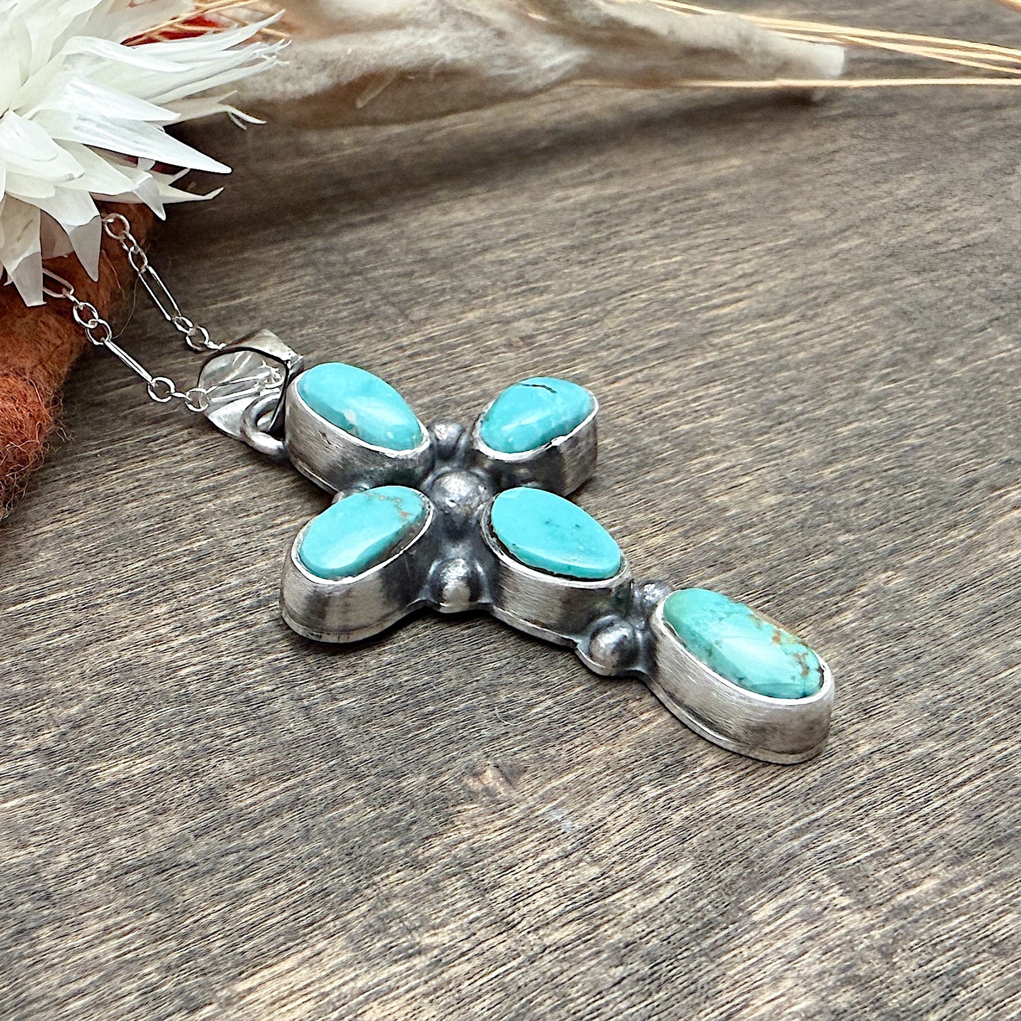 Kingman Turquoise Cross Pendant