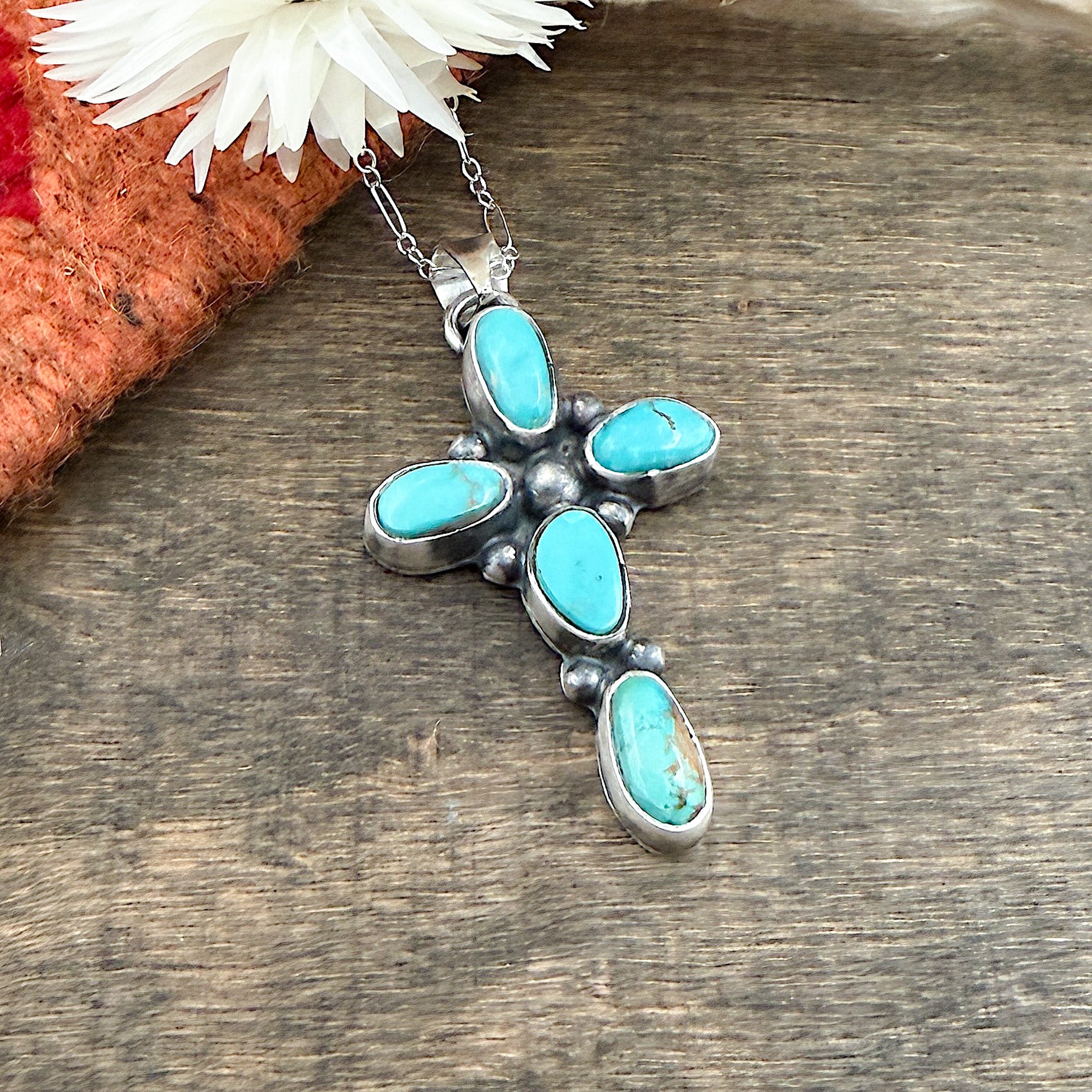 Kingman Turquoise Cross Pendant