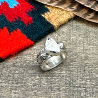 White Buffalo Stamp Work Ring Size 6-1/4
