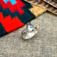 White Buffalo Stamp Work Ring Size 7-1/4