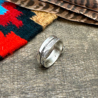 Kingman Turquoise Stamp Work Ring Size 10
