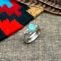 Kingman Turquoise Stamp Work Ring Size 10