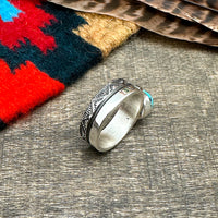 Kingman Turquoise Stamped Ring Size 8