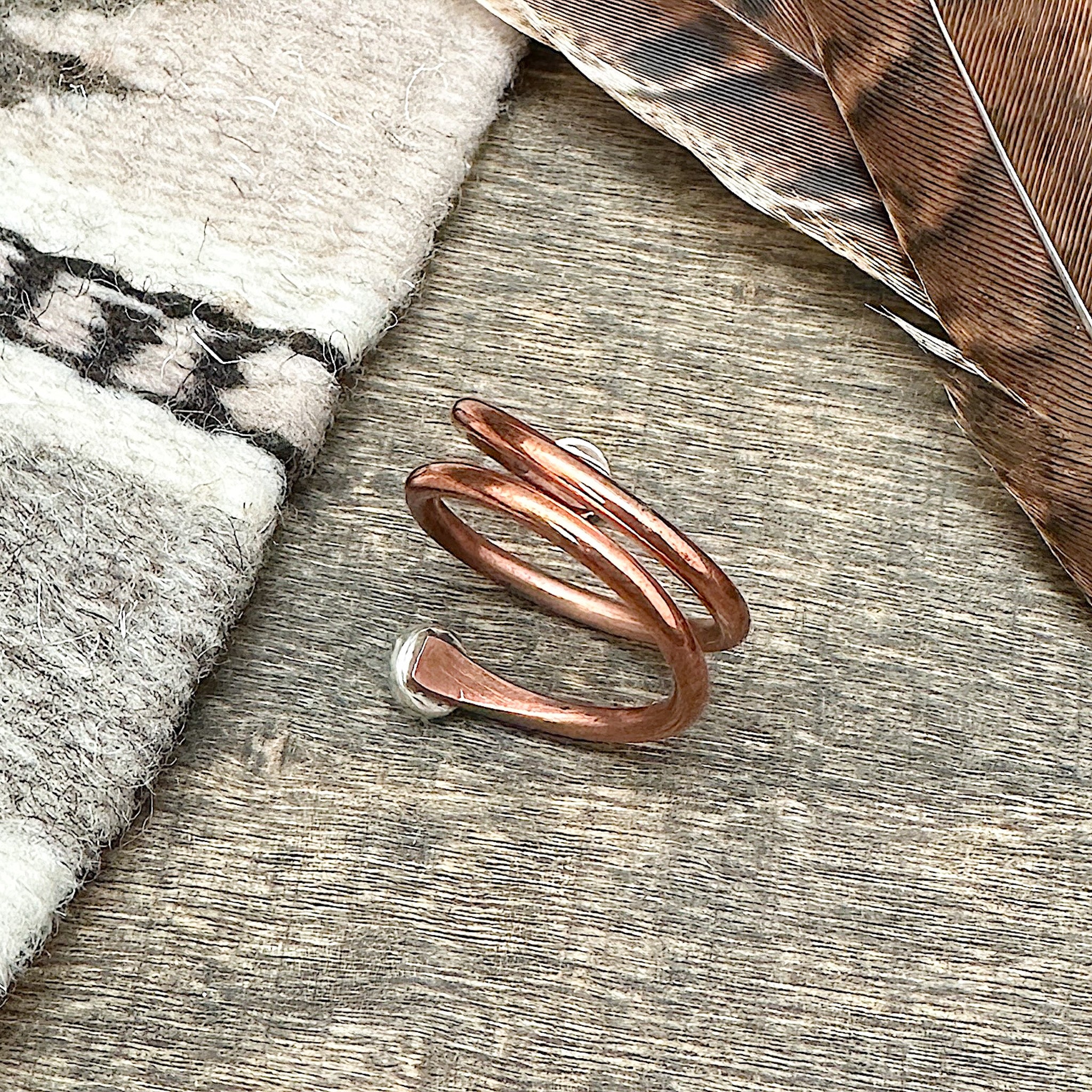 Copper And Turquoise Ring Size 6