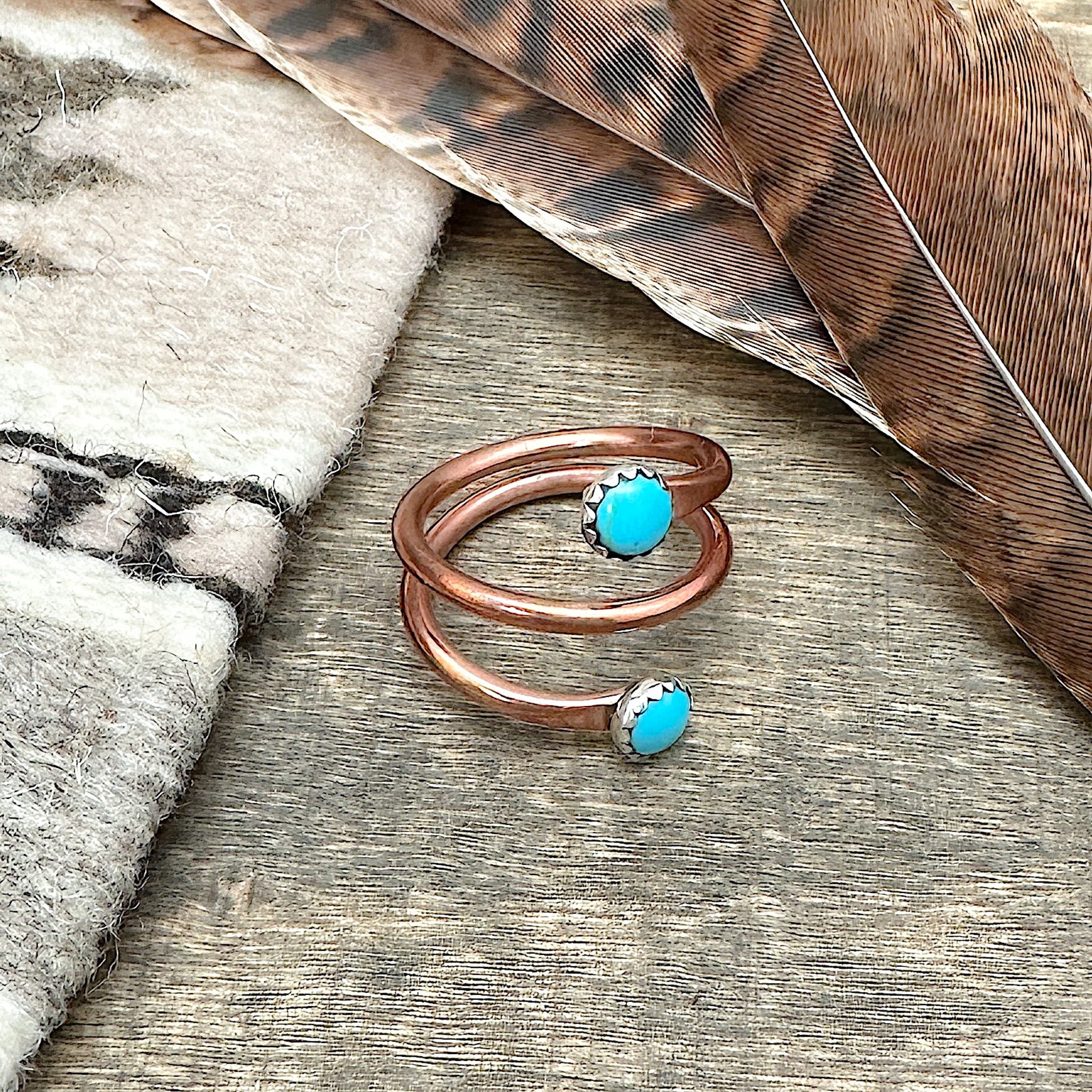 Copper And Turquoise Ring Size 6