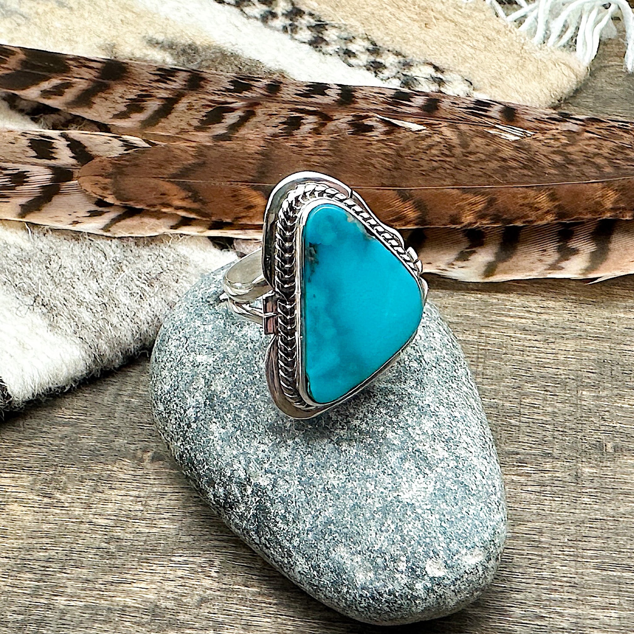 Blue Gem Turquoise Ring Size 7
