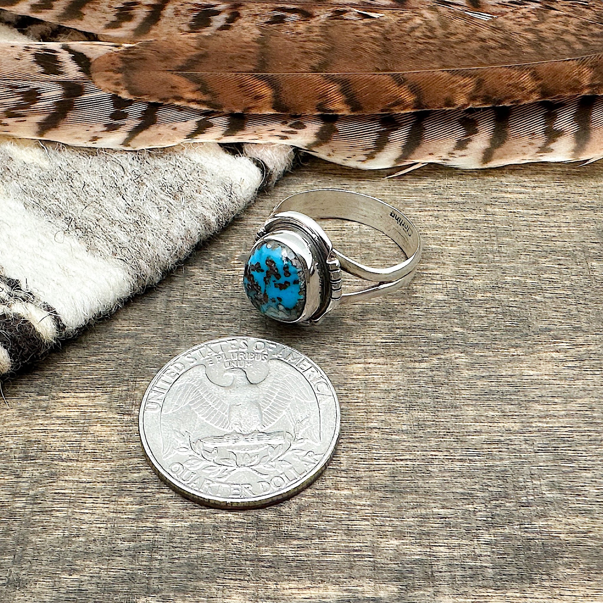 Blue Gem Turquoise Ring Size 9-1/4
