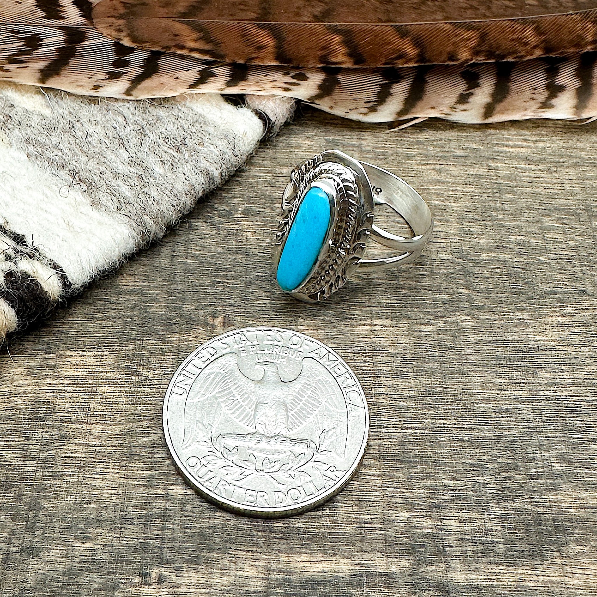 Blue Gem Turquoise Ring Size 8