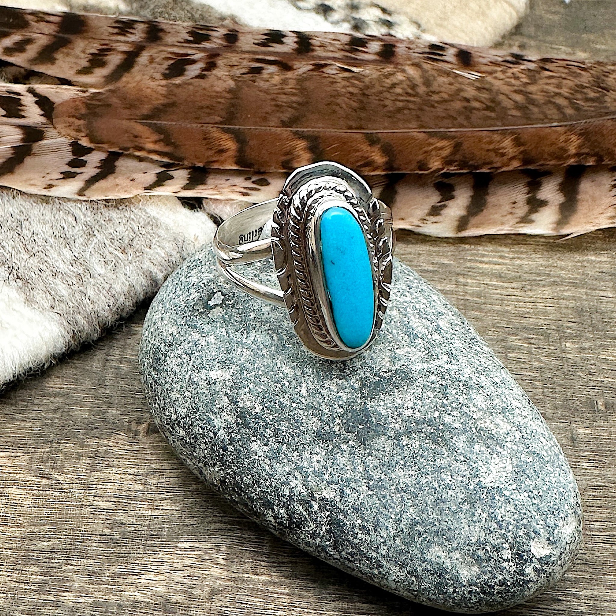 Blue Gem Turquoise Ring Size 8