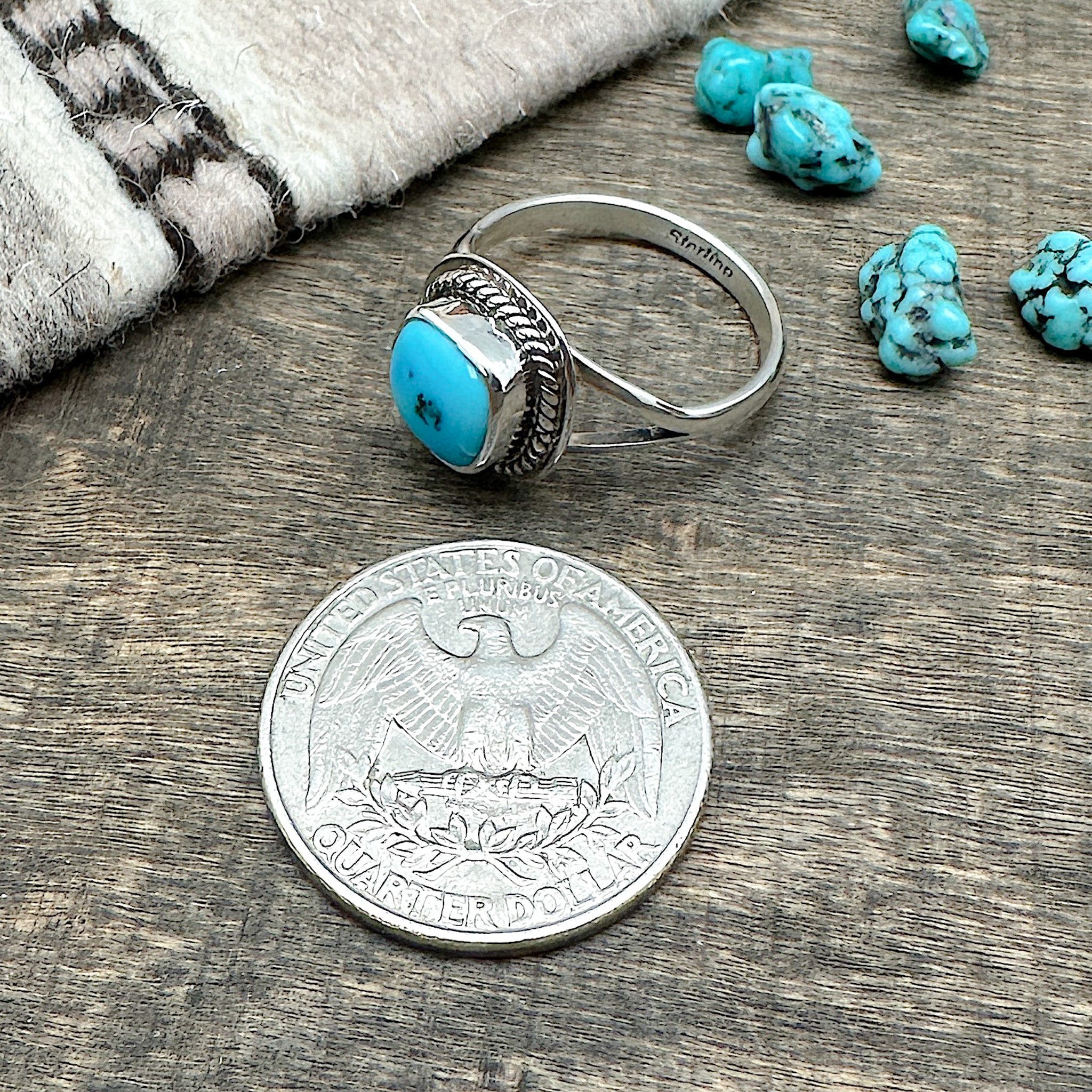 Kingman Turquoise Ring Size 8-1/4