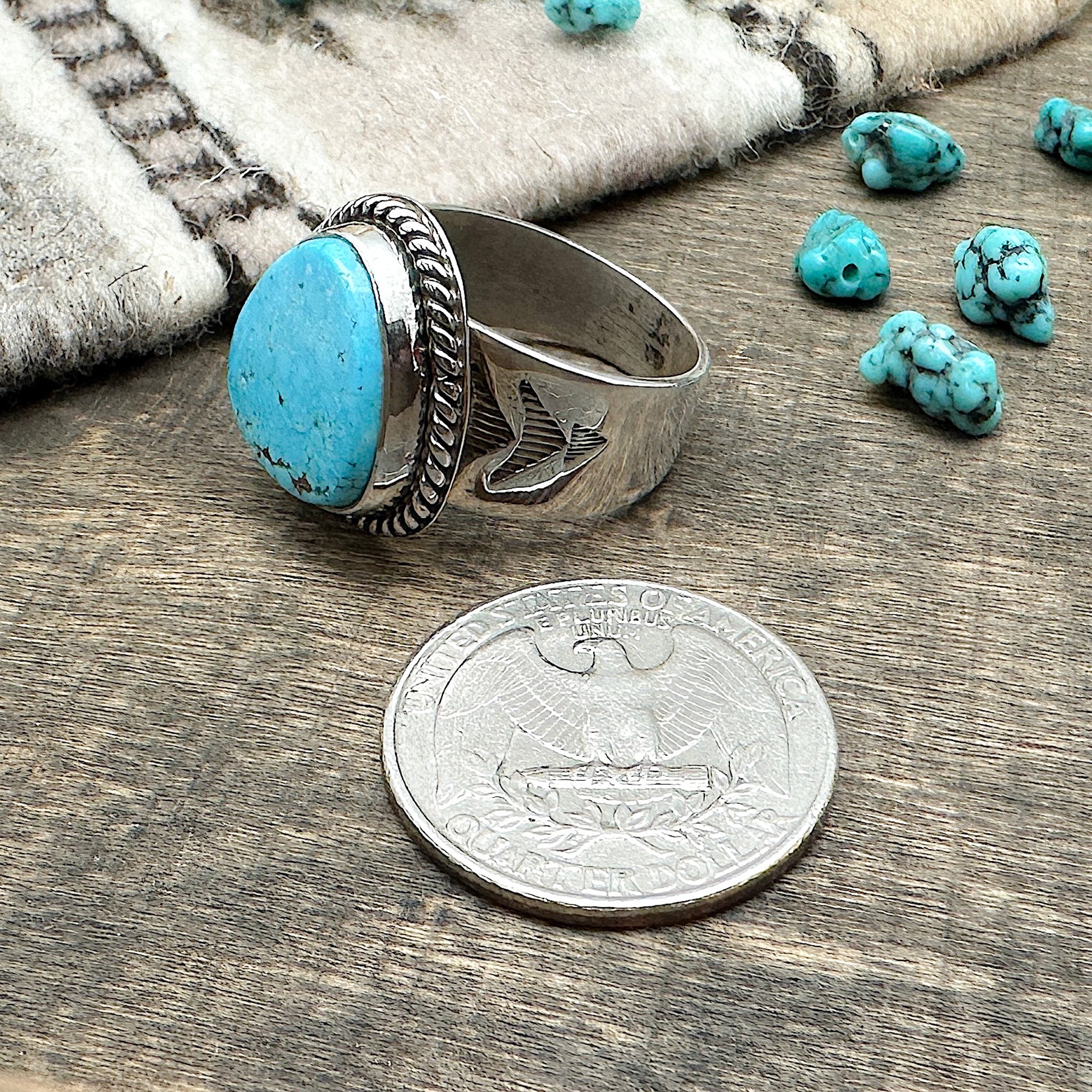 Kingman Turquoise Ring Size 10.5