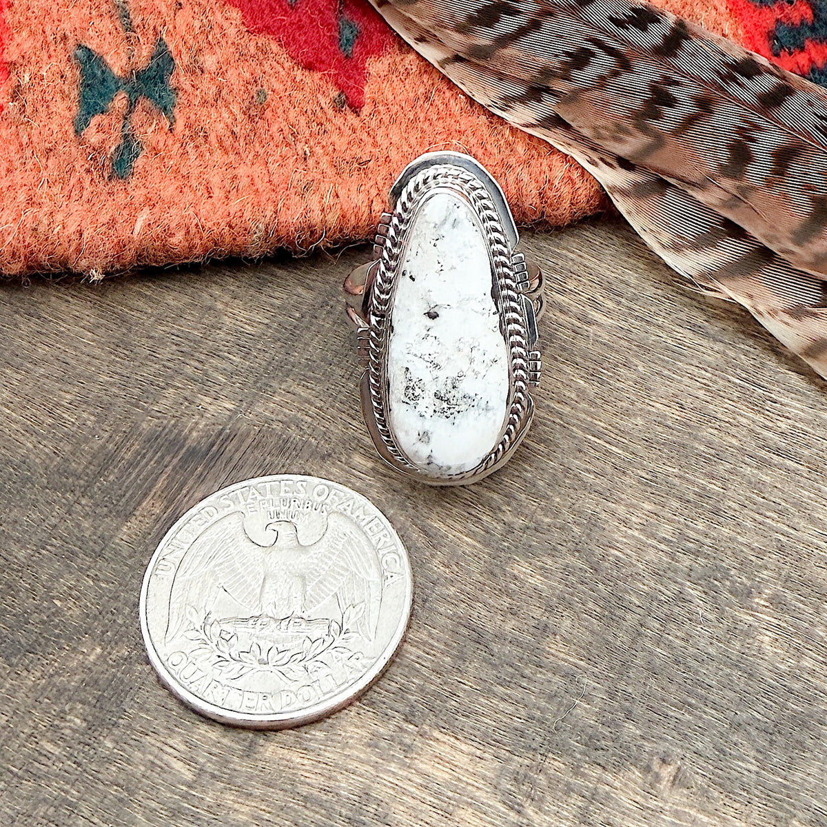 White Buffalo Ring Size 8