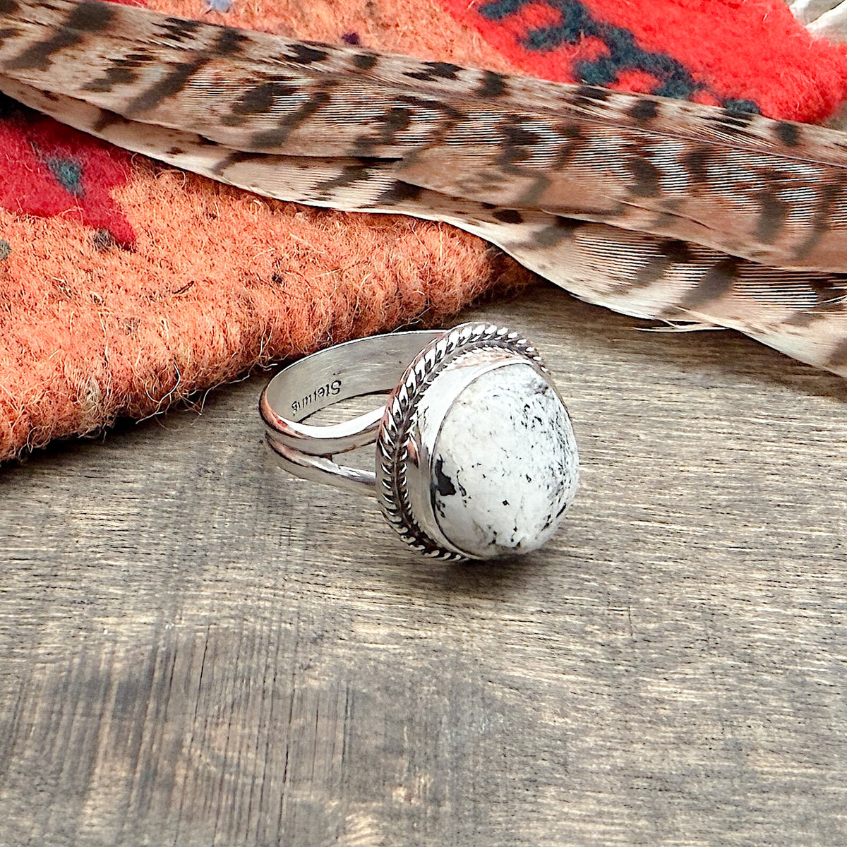 White Buffalo Ring Size 7