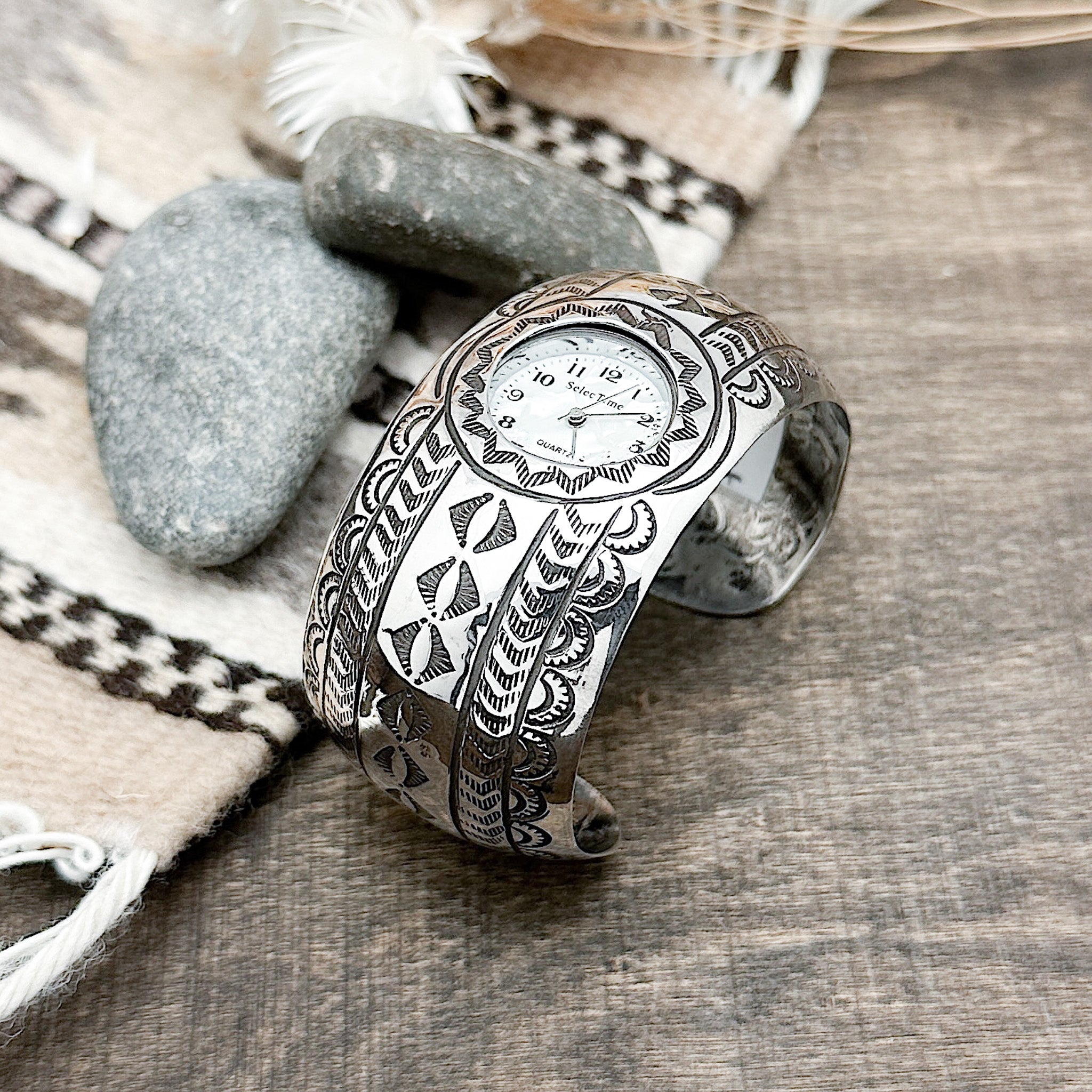 Silver Stamped Cuff Watch