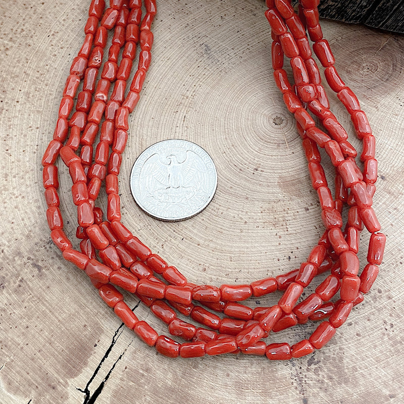 Five Strand Red Coral Necklace
