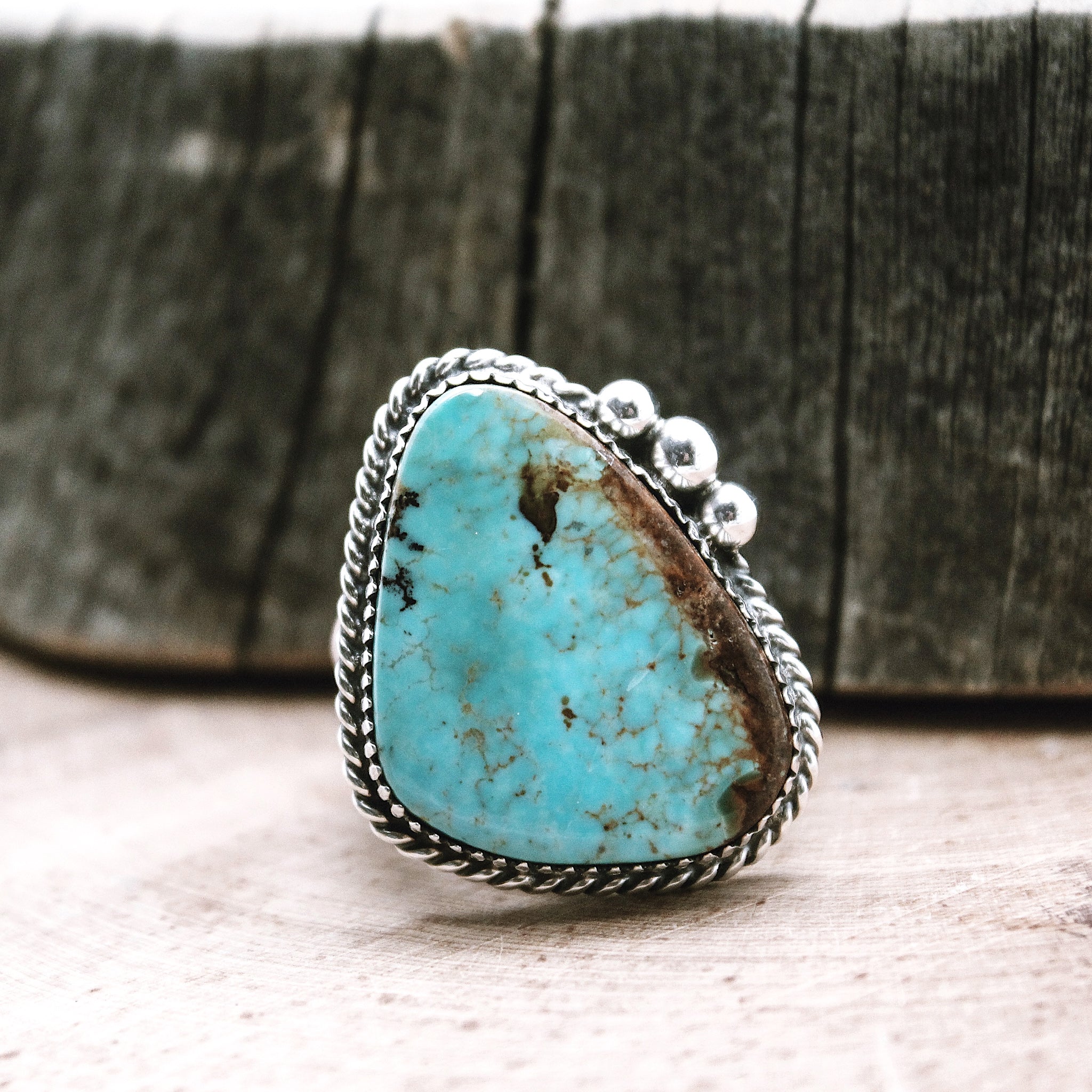 Vintage Sterling Silver Turquoise Ring Southwestern 5 1/4 - Yourgreatfinds