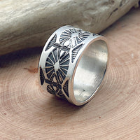 Silver Stamped Ring Size 13