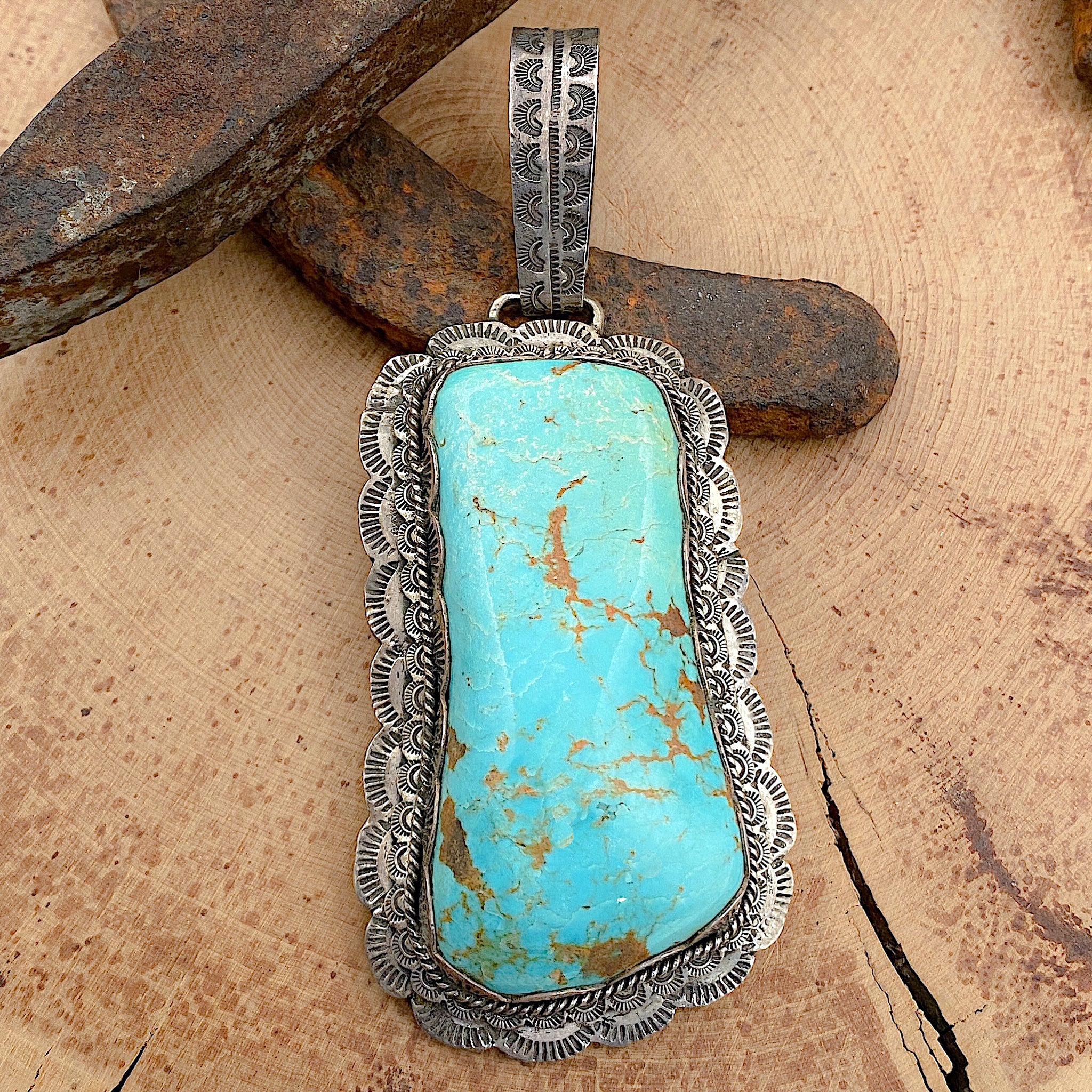 Large Vintage Kingman Turquoise Pendant Native Visions – Native